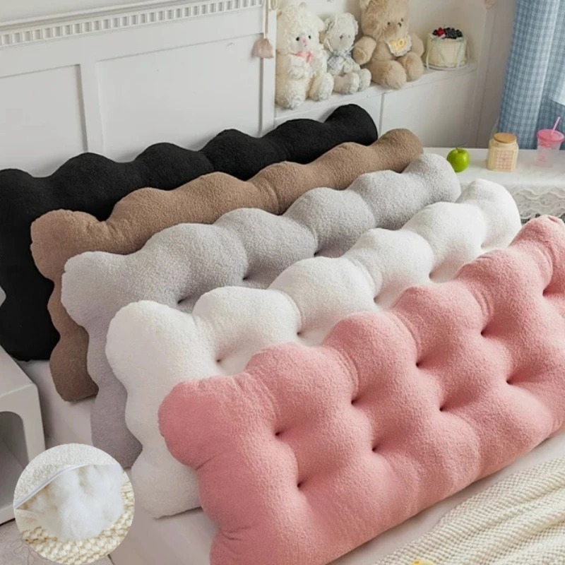 Headboard Cushion Backrest Tatami - 90x50x15cm Teddy Fleece Headboard Cushion Cloud
