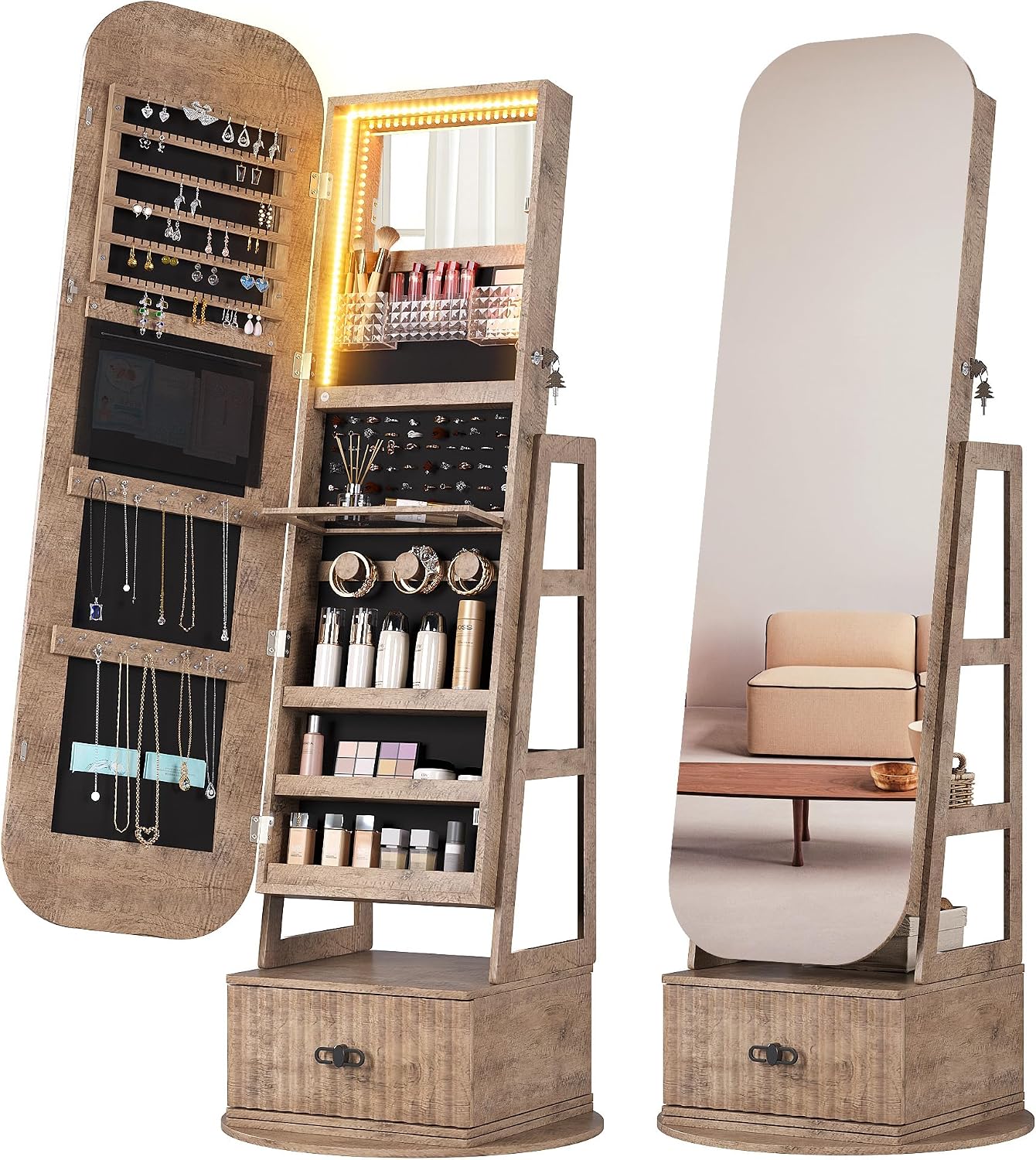 360 Swivel Jewelry Armoire Org - Full Length Mirror Jewelry Armoire review and price