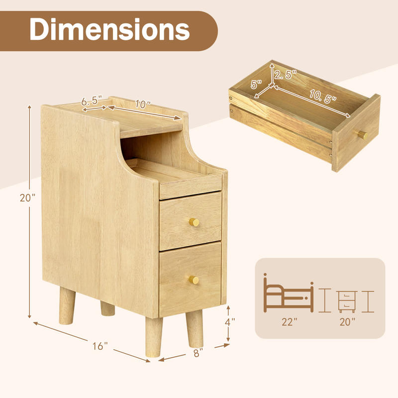 Solid Wood Night Side Table Na - Solid Wood Nightstand 2 Drawers review and price