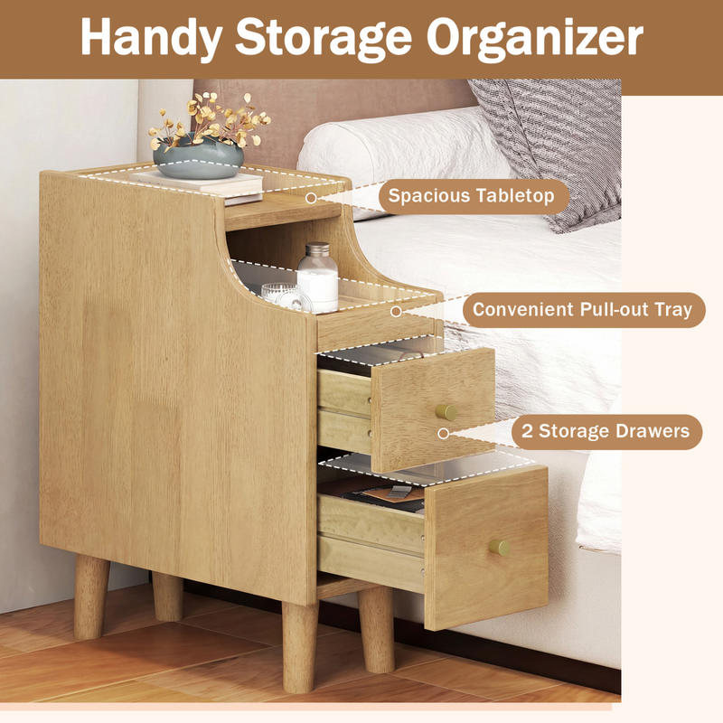 Solid Wood Night Side Table Na - Solid Wood Nightstand 2 Drawers review and price