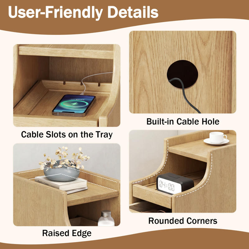Solid Wood Night Side Table Na - Solid Wood Nightstand 2 Drawers review and price