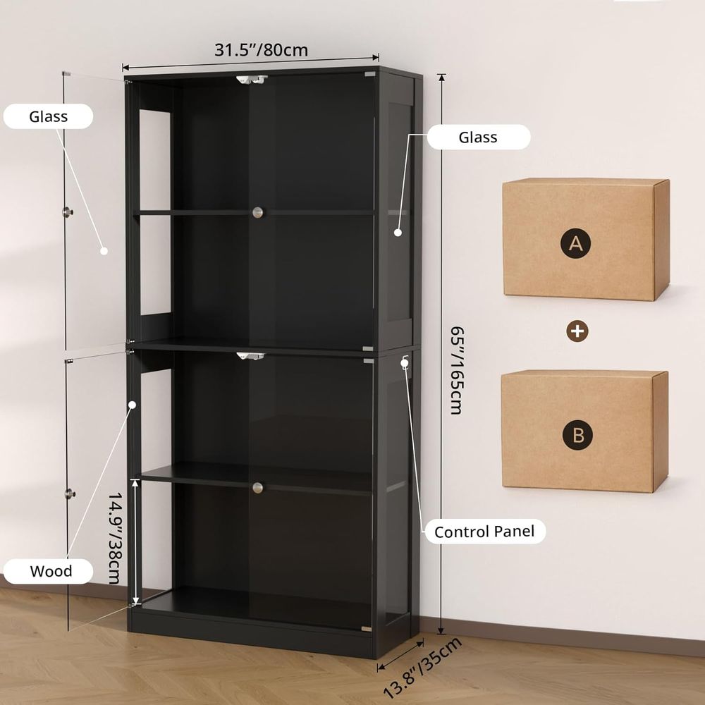 65 Glass Door Display Cabinet, - Storage review and price