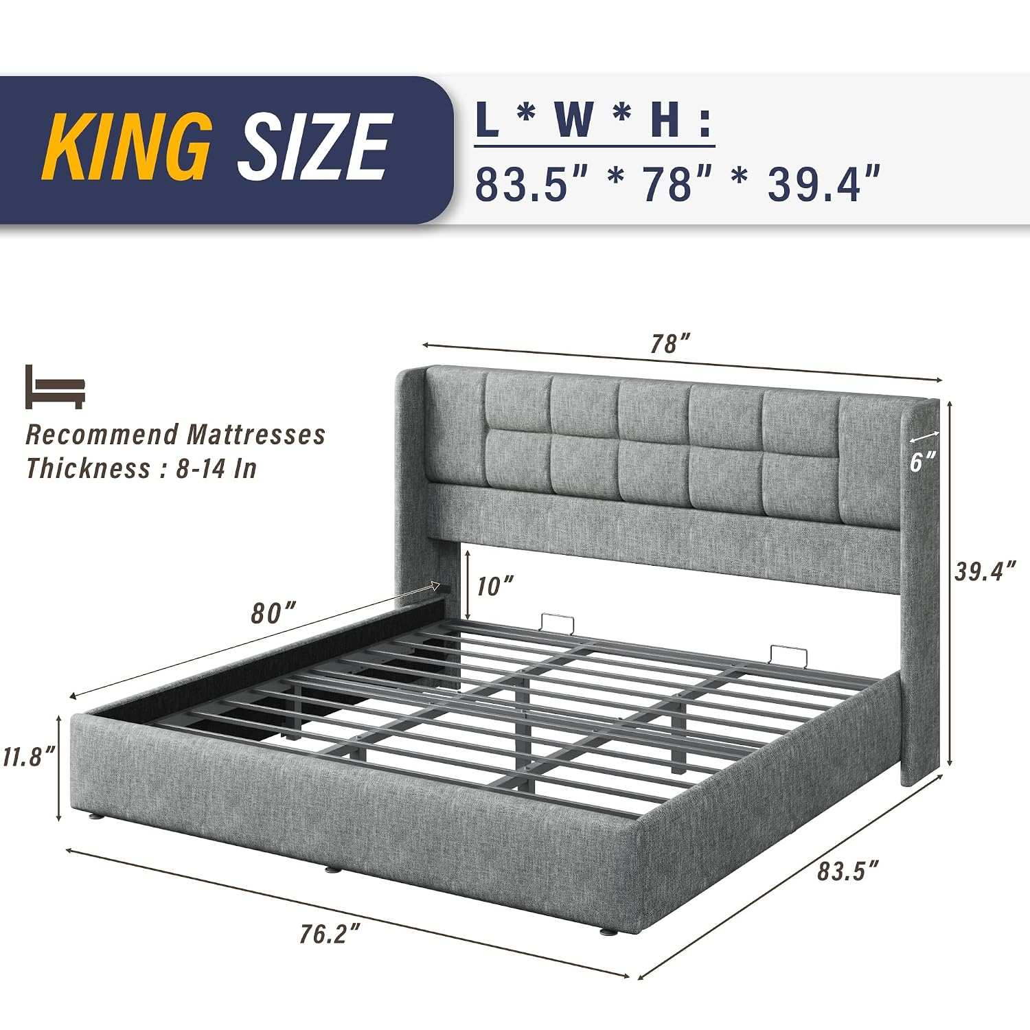 King Bed Frame Hydraulic Gas L - Gas Lift Storage Bed Hydraulic review and price