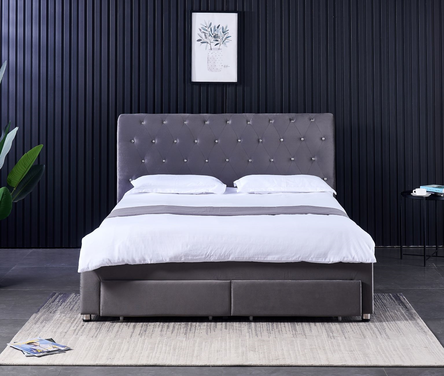 Modern  Double Bed Frame with  - King Size Bed Frame With Storage Drawers review and price