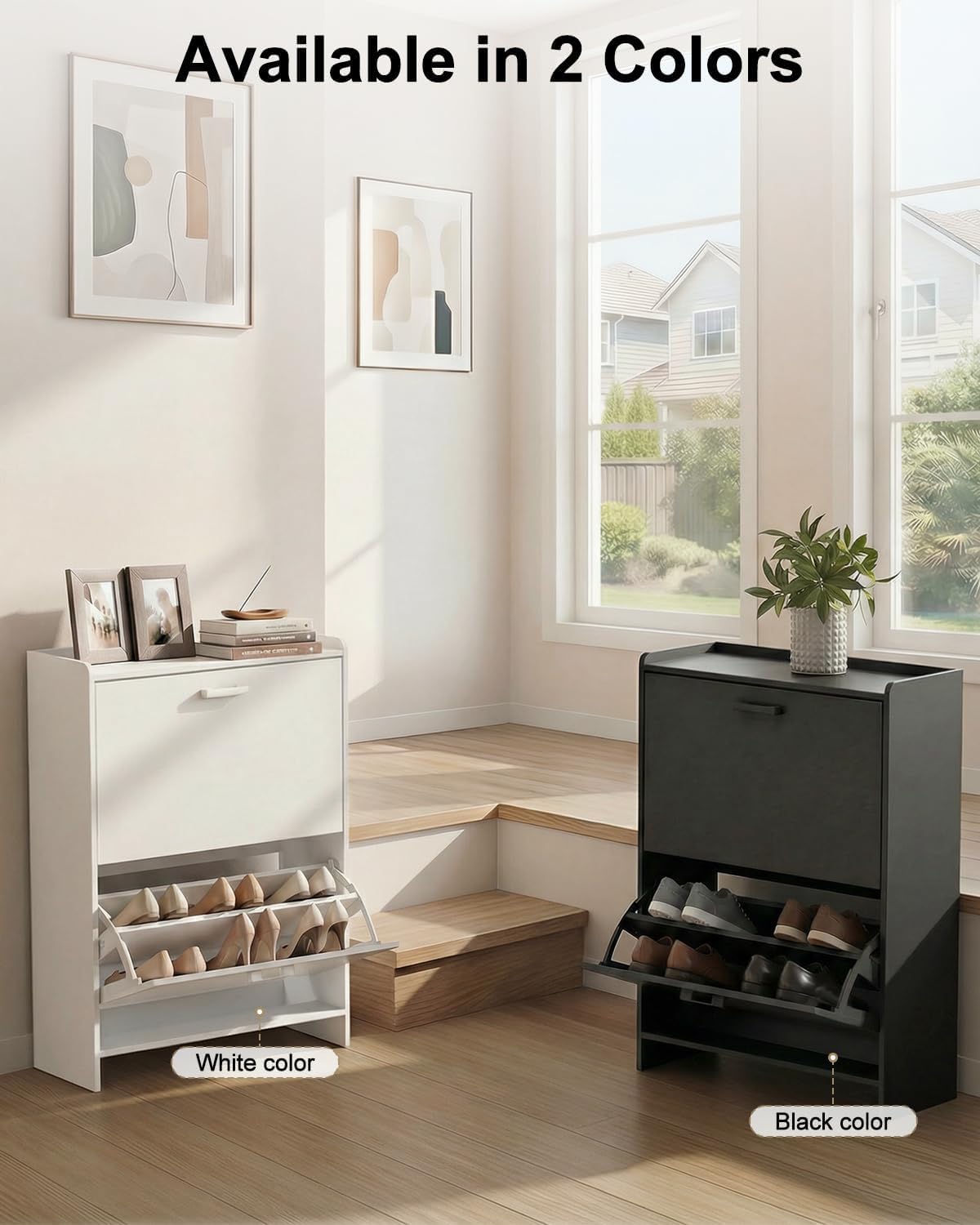 #Narrow Shoe Cabinet with 2 Fl - Shoe Rack Cabinet Narrow Entryway review and price