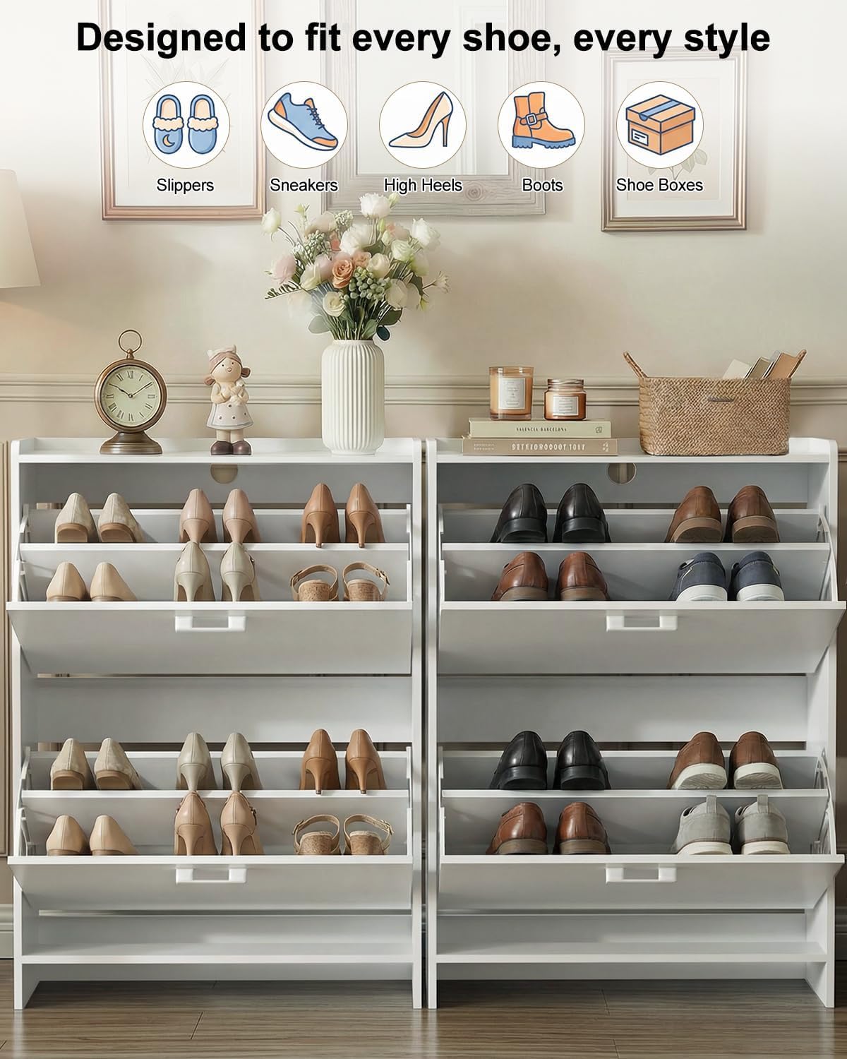 #Narrow Shoe Cabinet with 2 Fl - Shoe Rack Cabinet Narrow Entryway review and price
