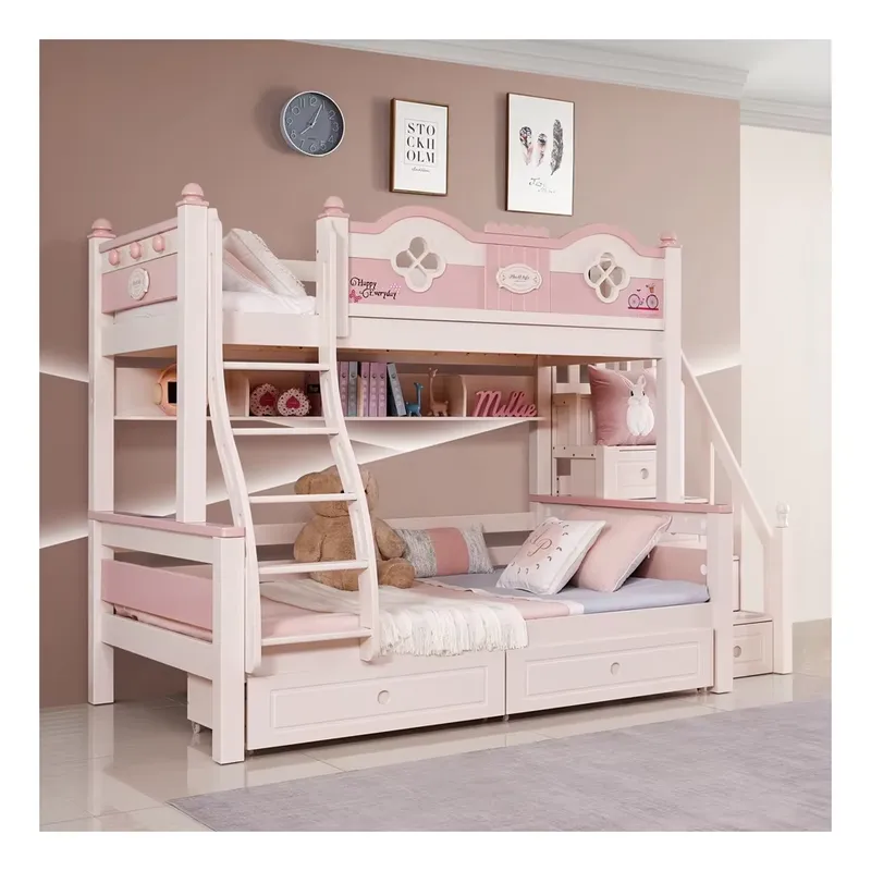 Modern Luxury Princess Kids Bu - Bunk Bed With Stairs And Slide review and price
