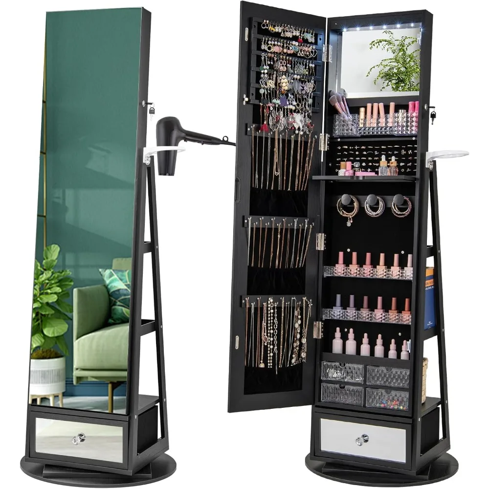 360° Swivel Jewelry Cabinet Ar - Full Length Mirror Jewelry Armoire review and price
