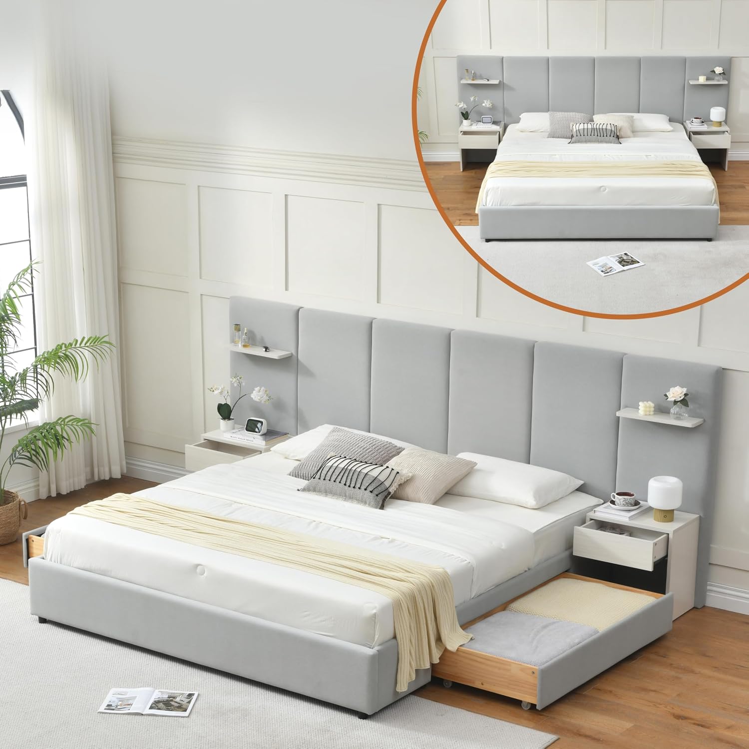 King Size Bed Frame with Stora - King Size Bed Frame With Storage Drawers review and price