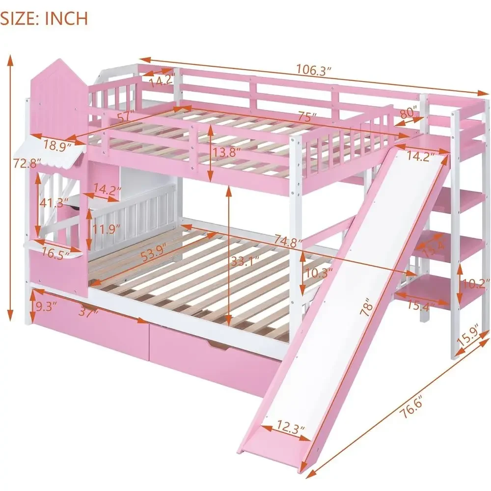 Kids Bunk Bed with Stairs, Sli - Bunk Bed With Stairs And Slide review and price