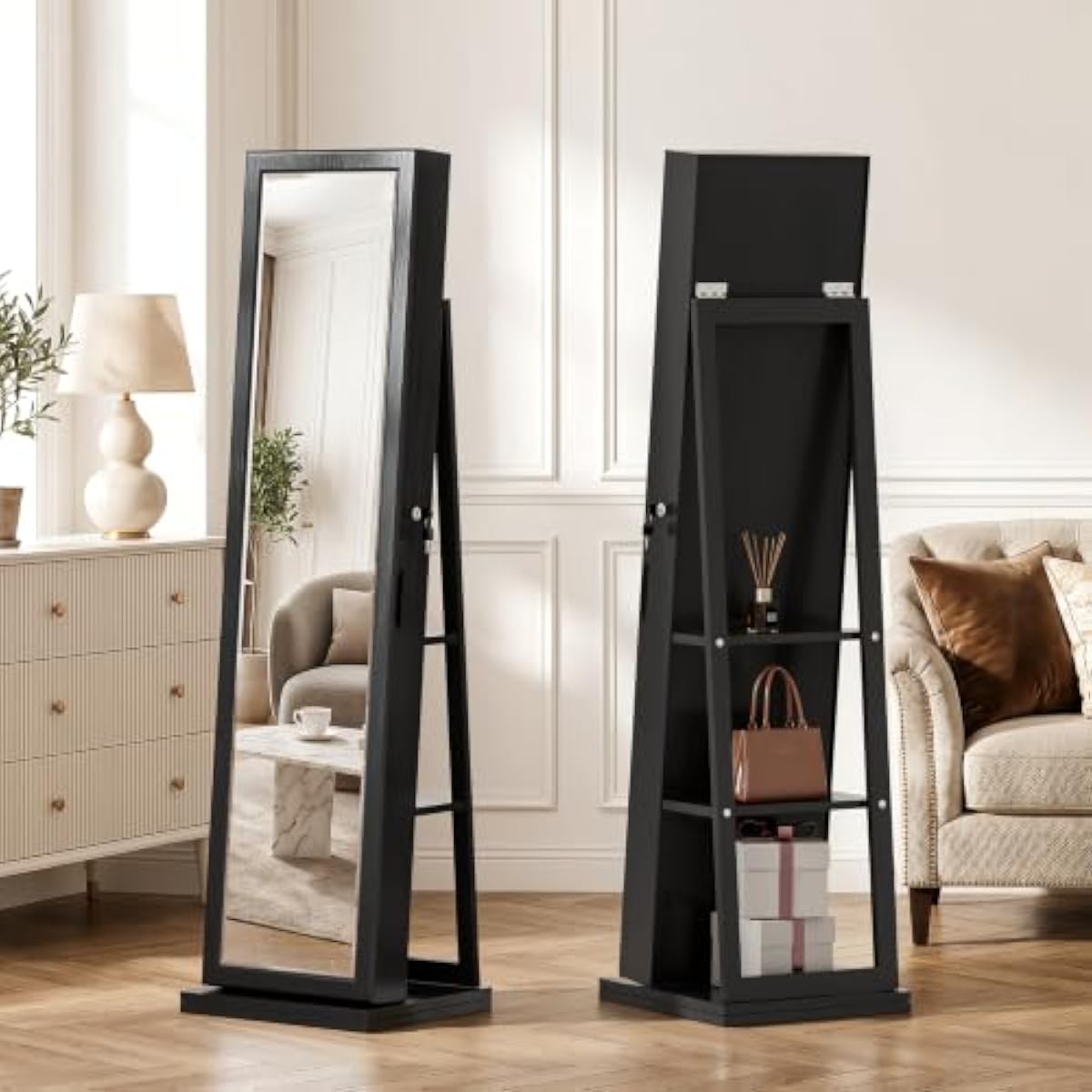 Elegant Black Standing Jewelry - Full Length Mirror Jewelry Armoire review and price