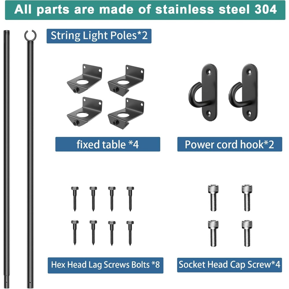 2 pack string light poles - st - Outdoor Furniture review and price