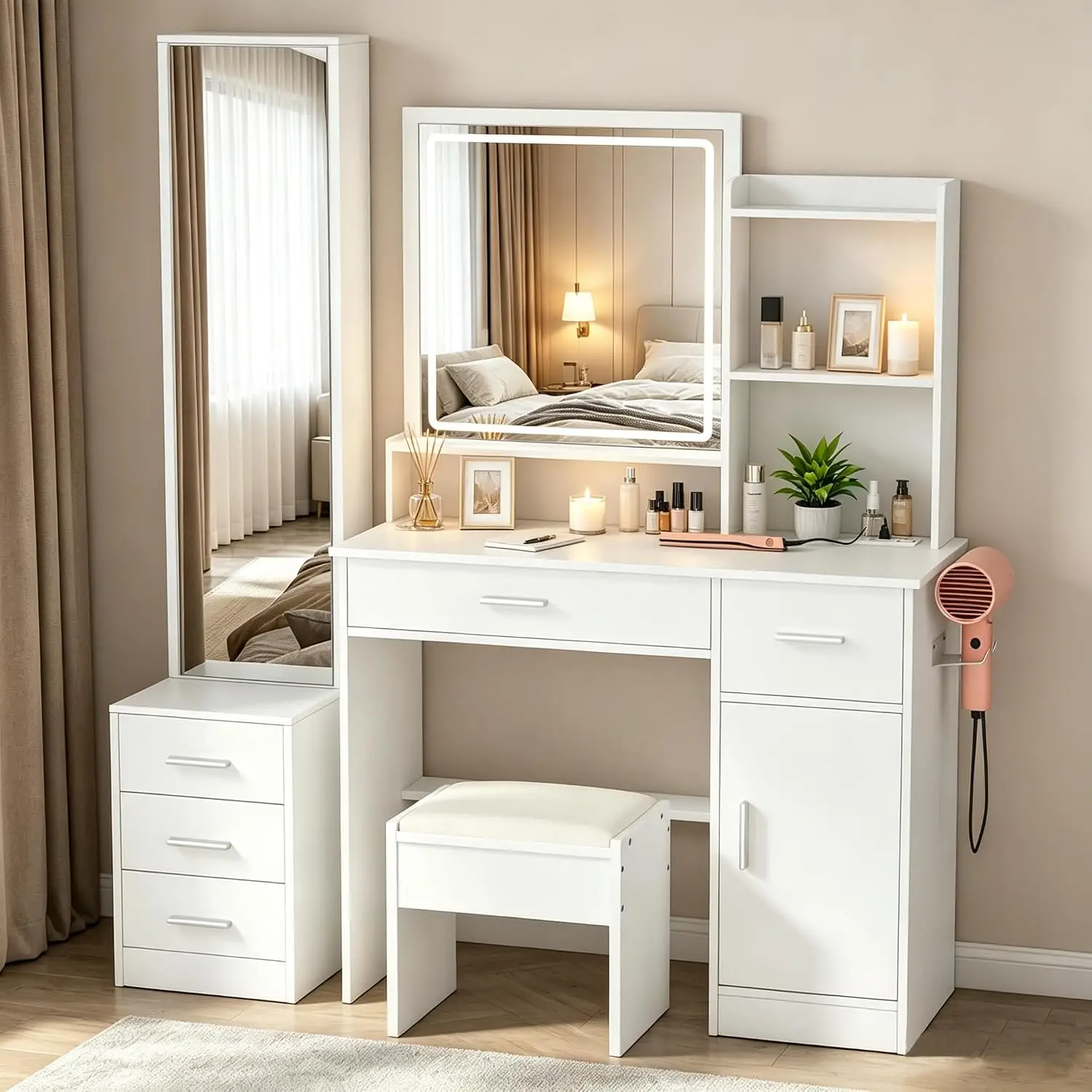 INTERGREAT Makeup Vanity with  - Dressing Table Vanity With Lighted Mirror review and price