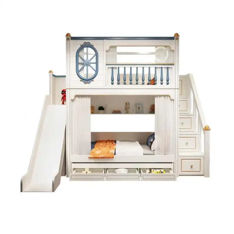 -For Luxury Kids Bedroom Furni - Bunk Bed With Stairs And Slide review and price