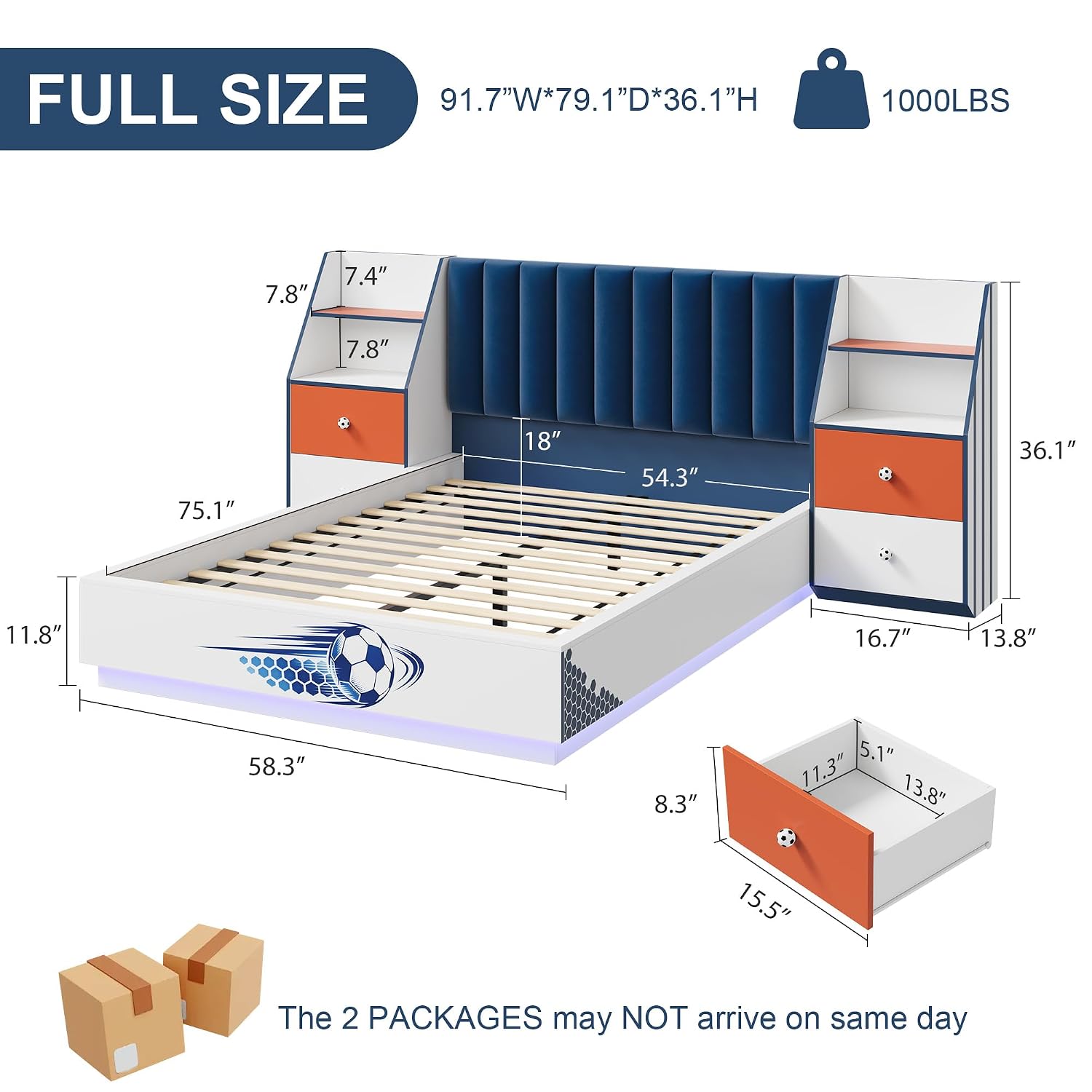 Full Size Floating Bed With Ve - Floating Nightstand With Led Light review and price
