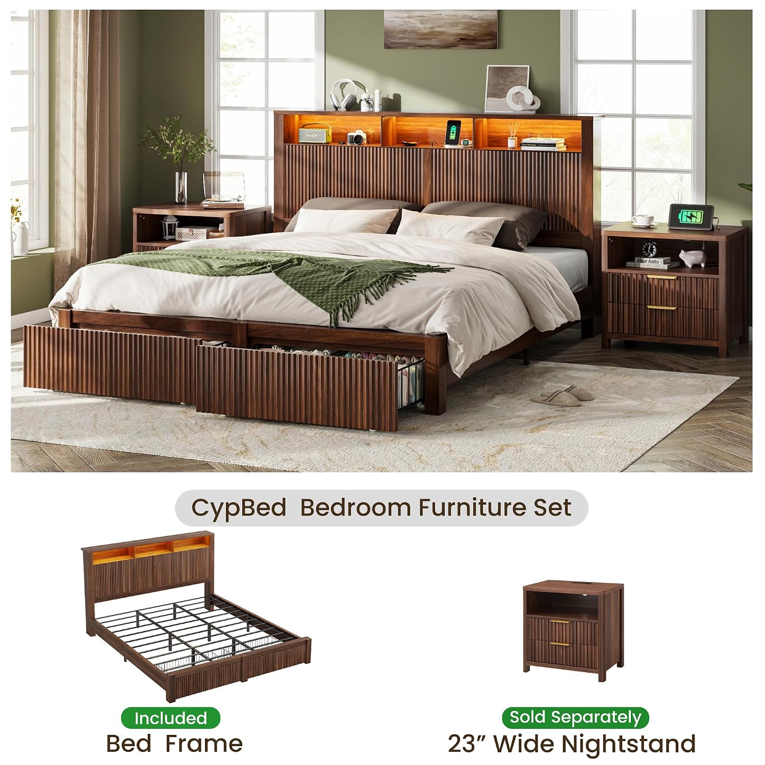 King Size Bed Frame and Headbo - King Size Bed Frame With Storage Drawers review and price
