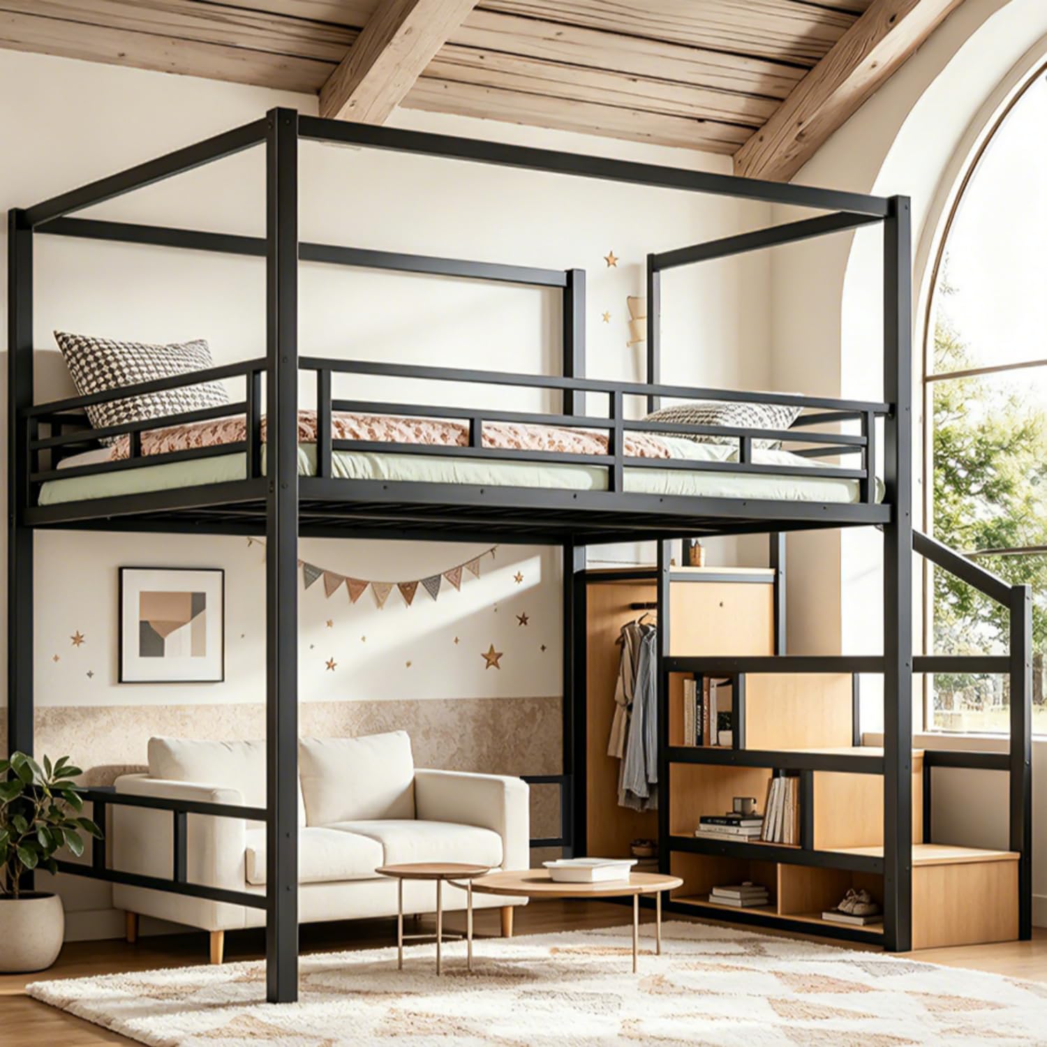 Queen Loft Bed with Storage St - Canopy Bed Frame Metal Queen review and price