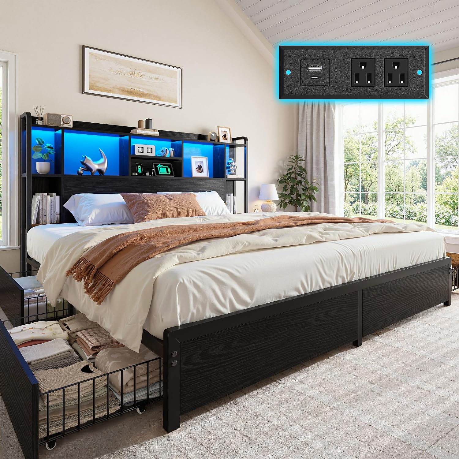 King Size Bed Frame Storage He - King Size Bed Frame With Storage Drawers review and price