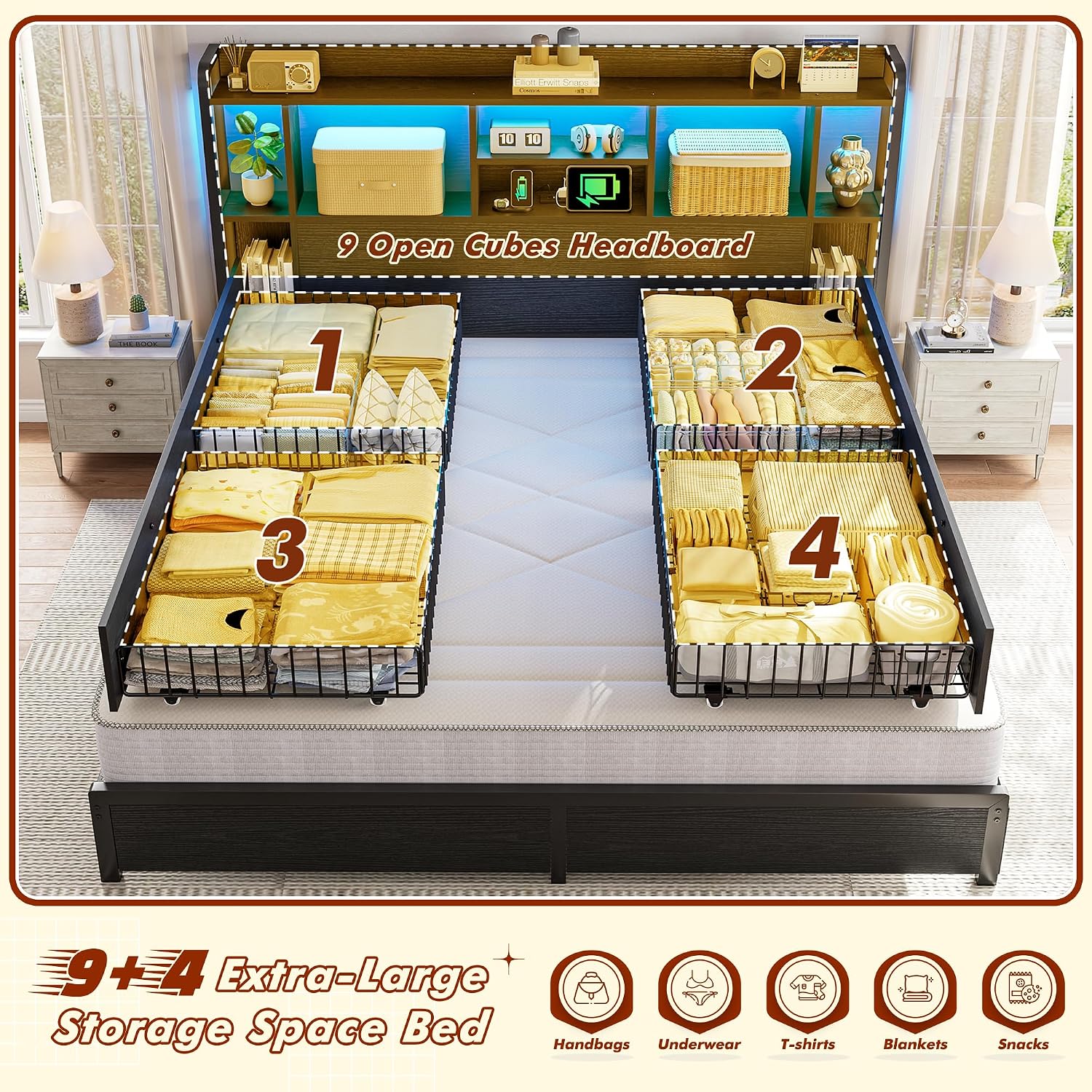 King Size Bed Frame Storage He - King Size Bed Frame With Storage Drawers review and price