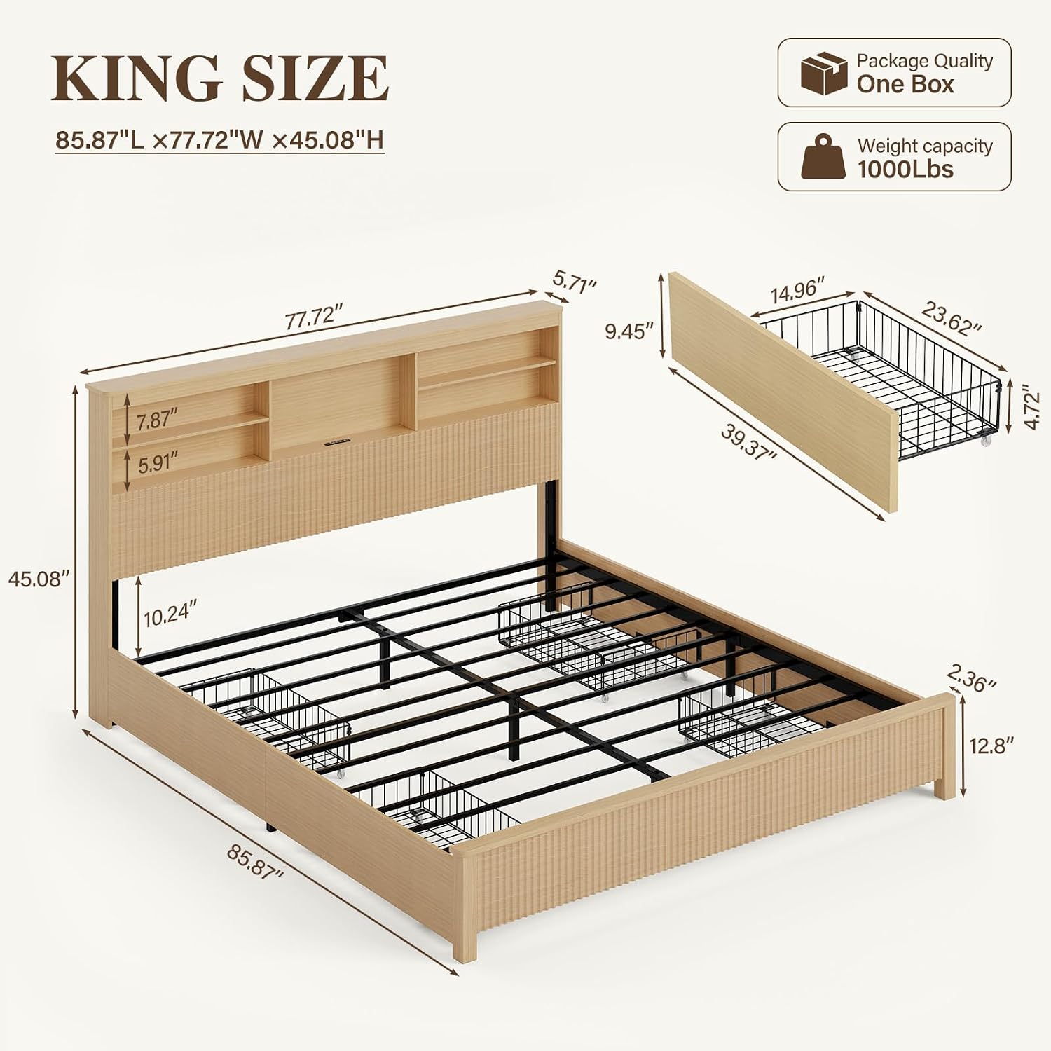 King Size Bed Frame 4 Storage  - King Size Bed Frame With Storage Drawers review and price