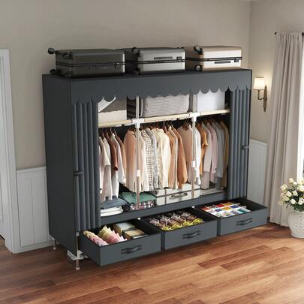 Portable Wardrobe Closet, 16mm - Wardrobe Closet Portable Fabric Cover review and price
