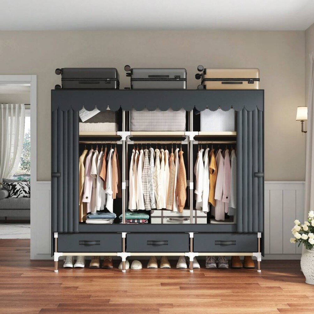 Portable Wardrobe Closet, 16mm - Wardrobe Closet Portable Fabric Cover review and price