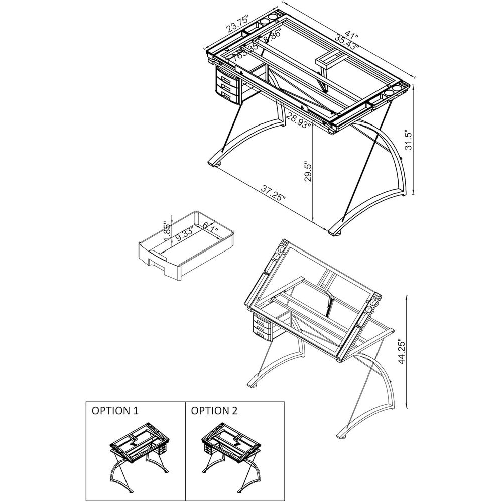 41-Inch Metal and Glass Drafti - Tables review and price