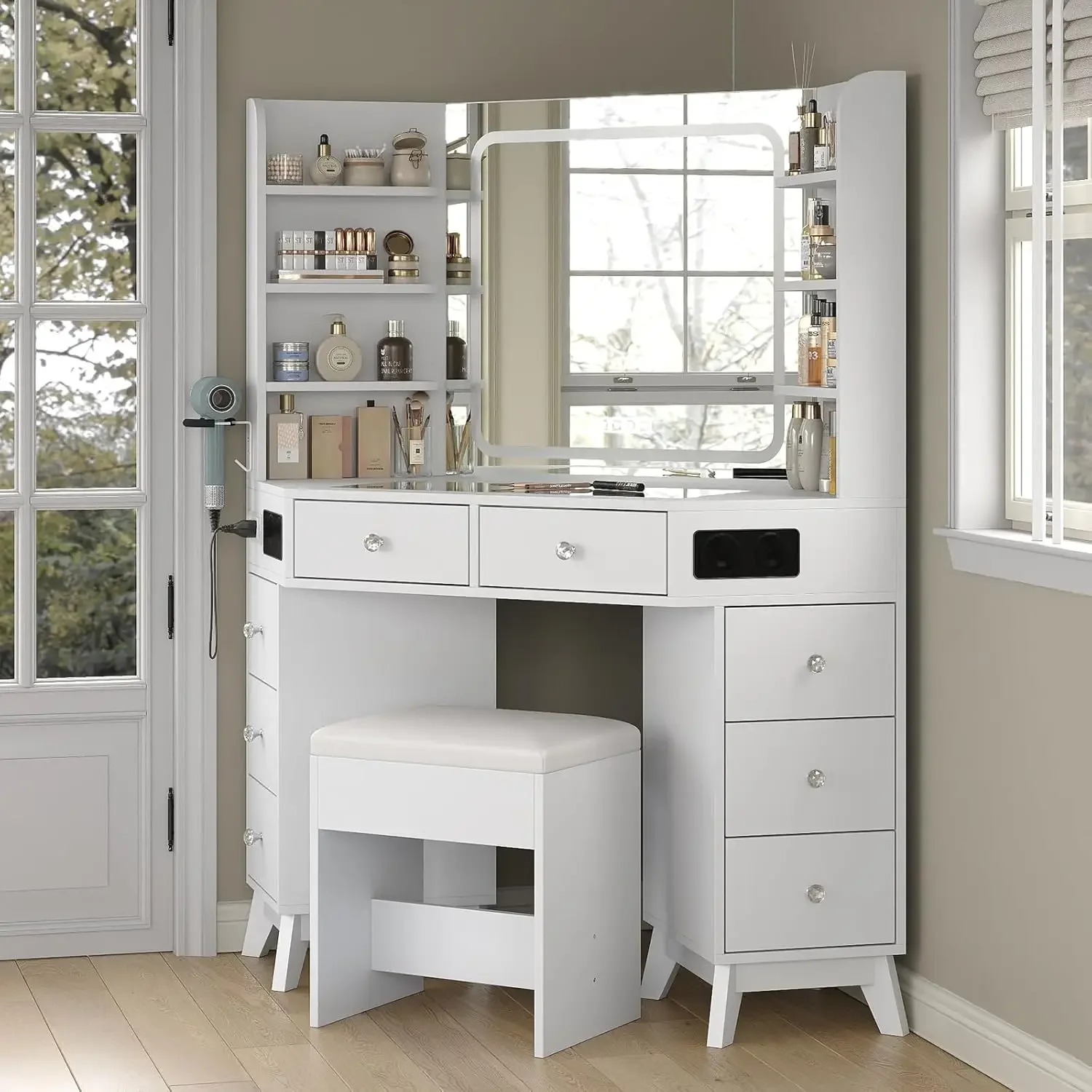 Corner Vanity Desk Speaker Dra - Dressing Table Vanity With Lighted Mirror review and price