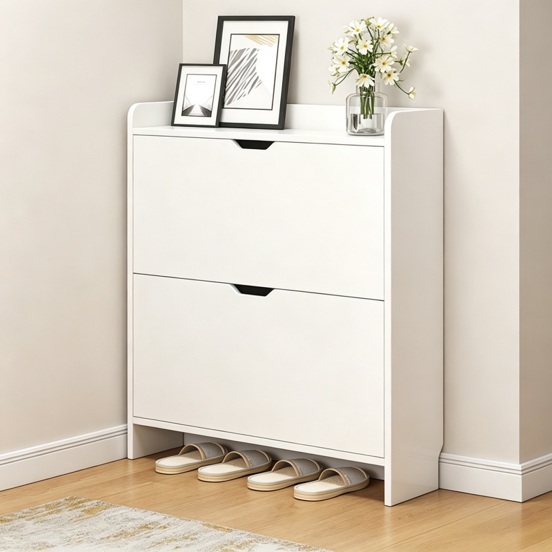 2-Tier Wooden Shoe Organizer C - Shoe Rack Cabinet Narrow Entryway review and price