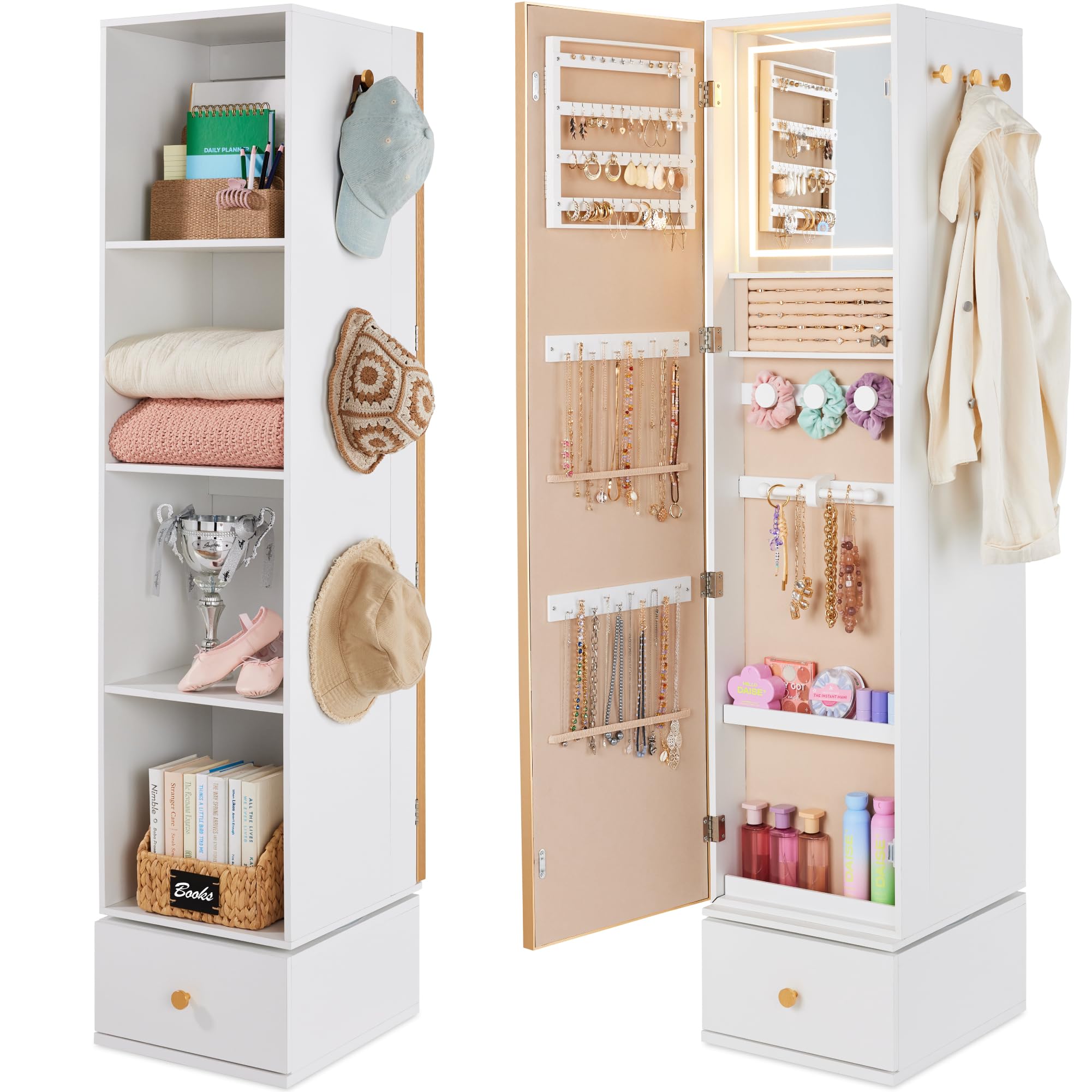 Rotating Mirror w/Storage Cabi - Full Length Mirror Jewelry Armoire review and price