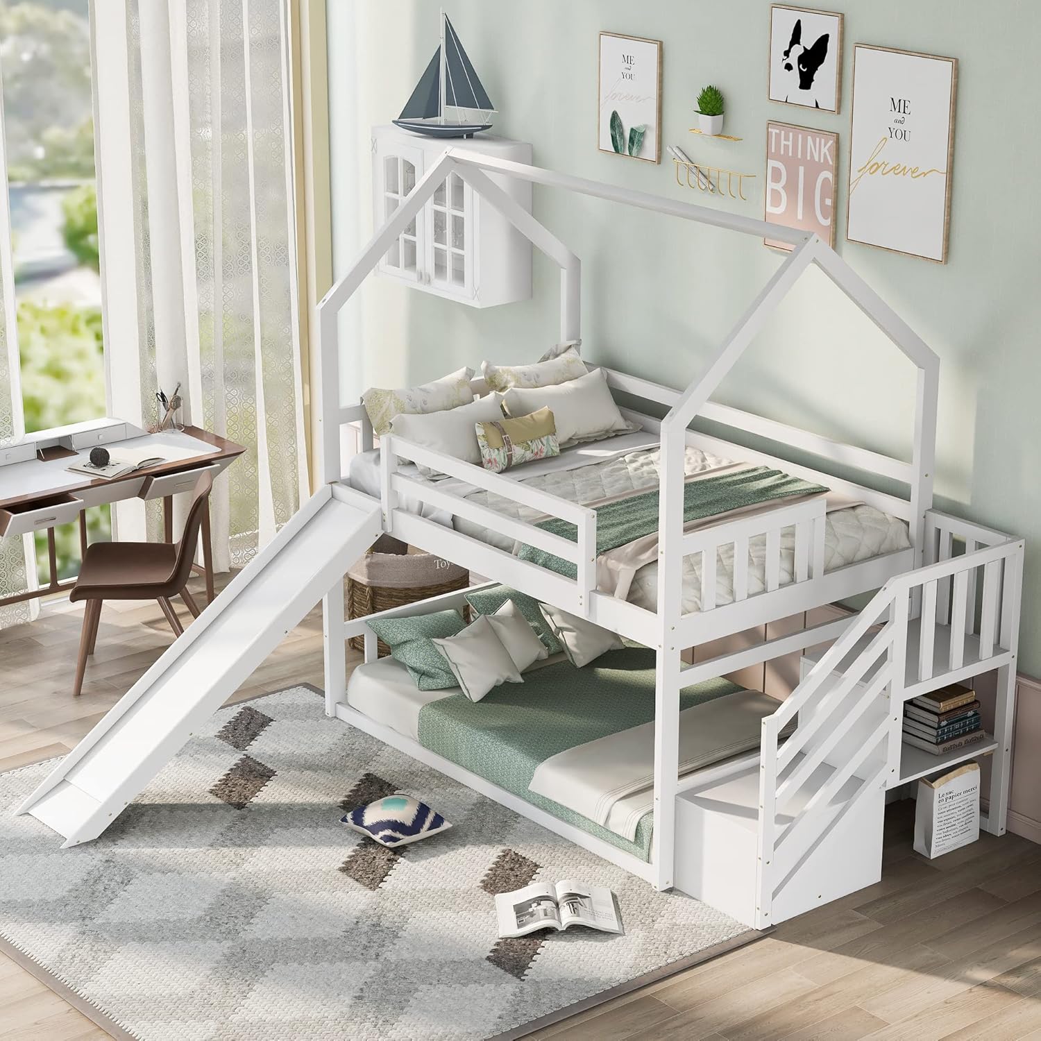 Twin Over Twin Bunk Bed with S - Bunk Bed With Stairs And Slide review and price
