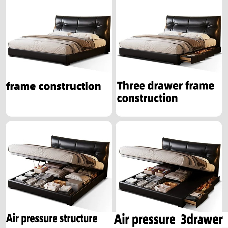 Italian Style Black PU Leather - King Size Bed Frame With Storage Drawers review and price