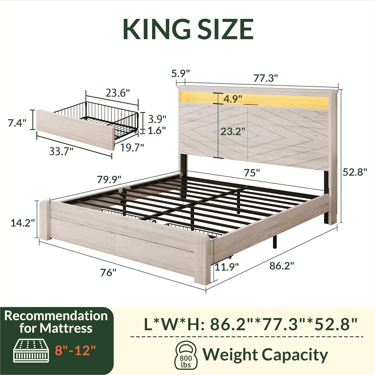 King Size Wooden Platform Bed  - King Size Bed Frame With Storage Drawers review and price