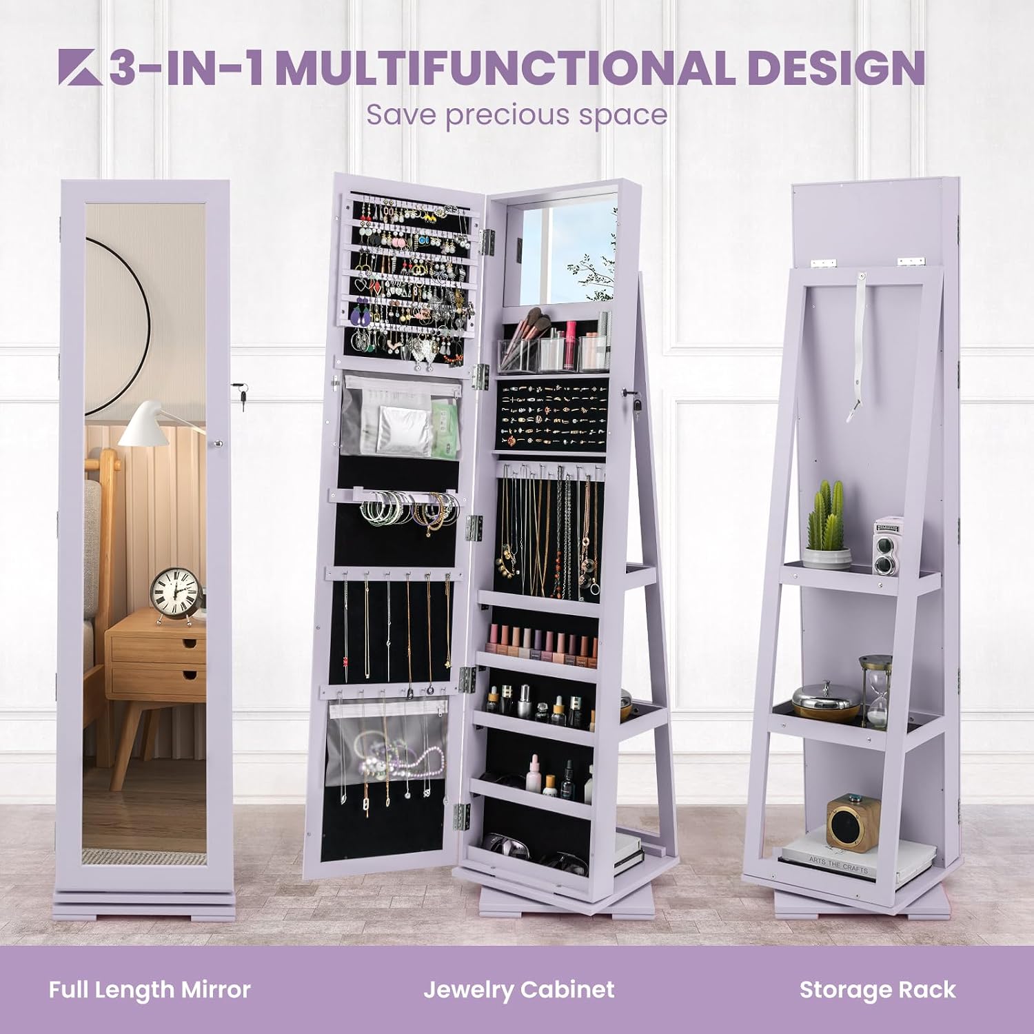 360 Swivel Jewelry Armoire Ful - Full Length Mirror Jewelry Armoire review and price