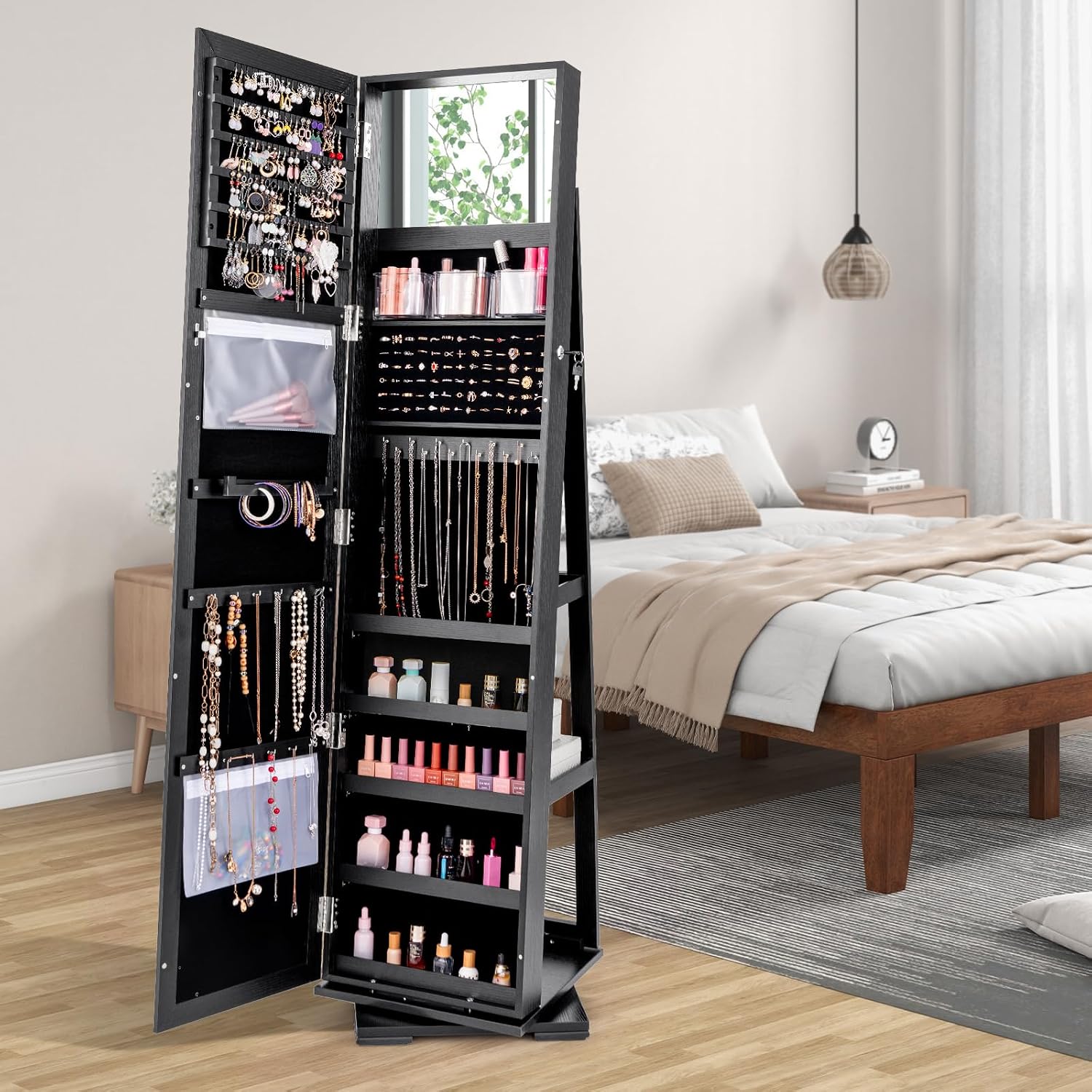 Black Standing Lockable 360 Sw - Full Length Mirror Jewelry Armoire review and price