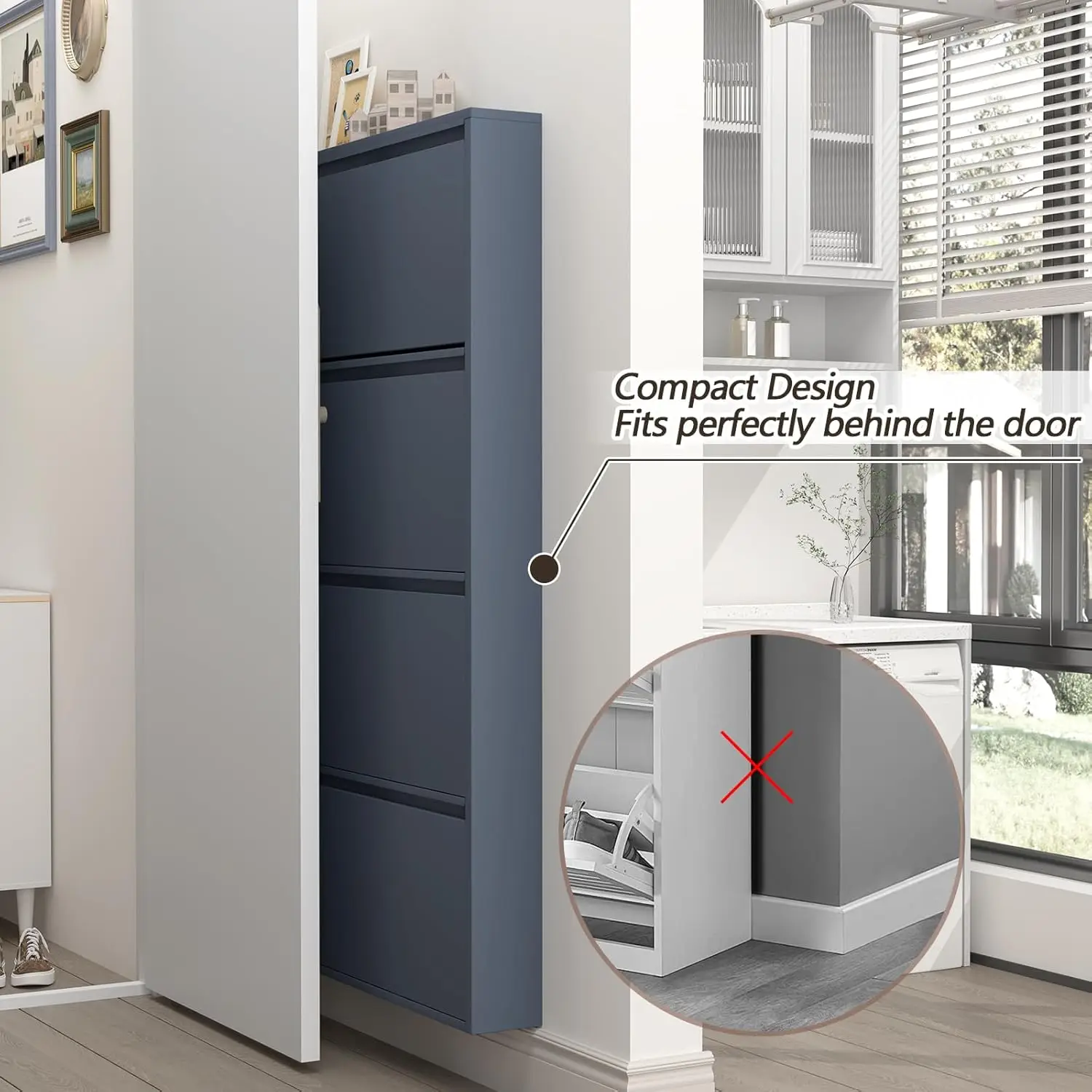 Shoe Cabinet with 4 Flip Drawe - Shoe Rack Cabinet Narrow Entryway review and price
