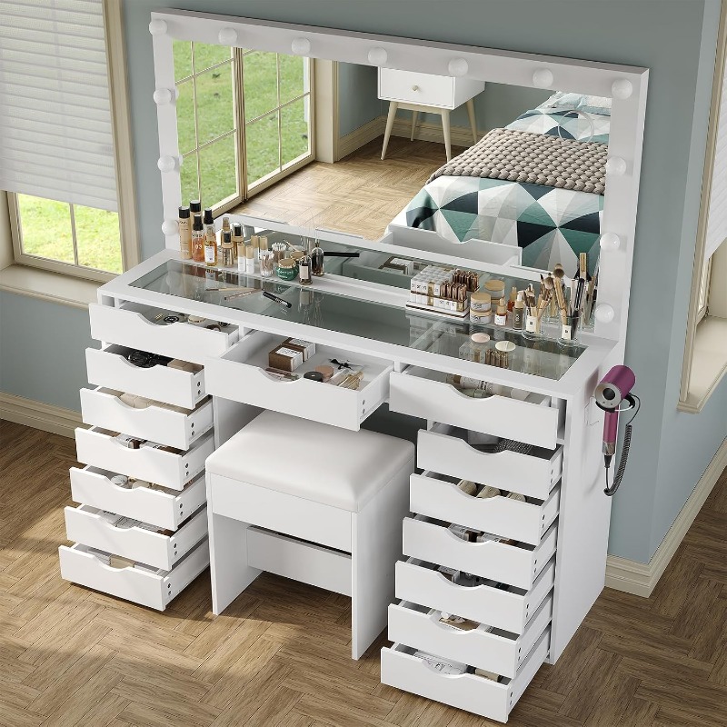 Yanosaku Vanity Desk with Mirr - Dressing Table Vanity With Lighted Mirror review and price