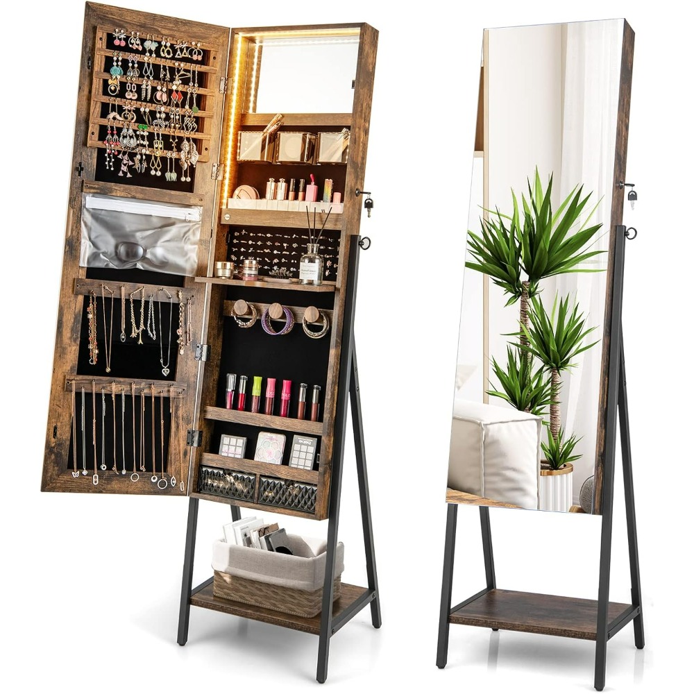 CHARMAID Standing Jewelry Armo - Full Length Mirror Jewelry Armoire review and price