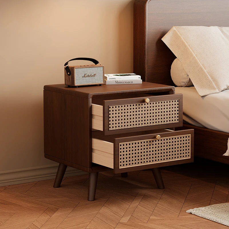 Solid Wood Nightstand with Wov - Solid Wood Nightstand 2 Drawers review and price