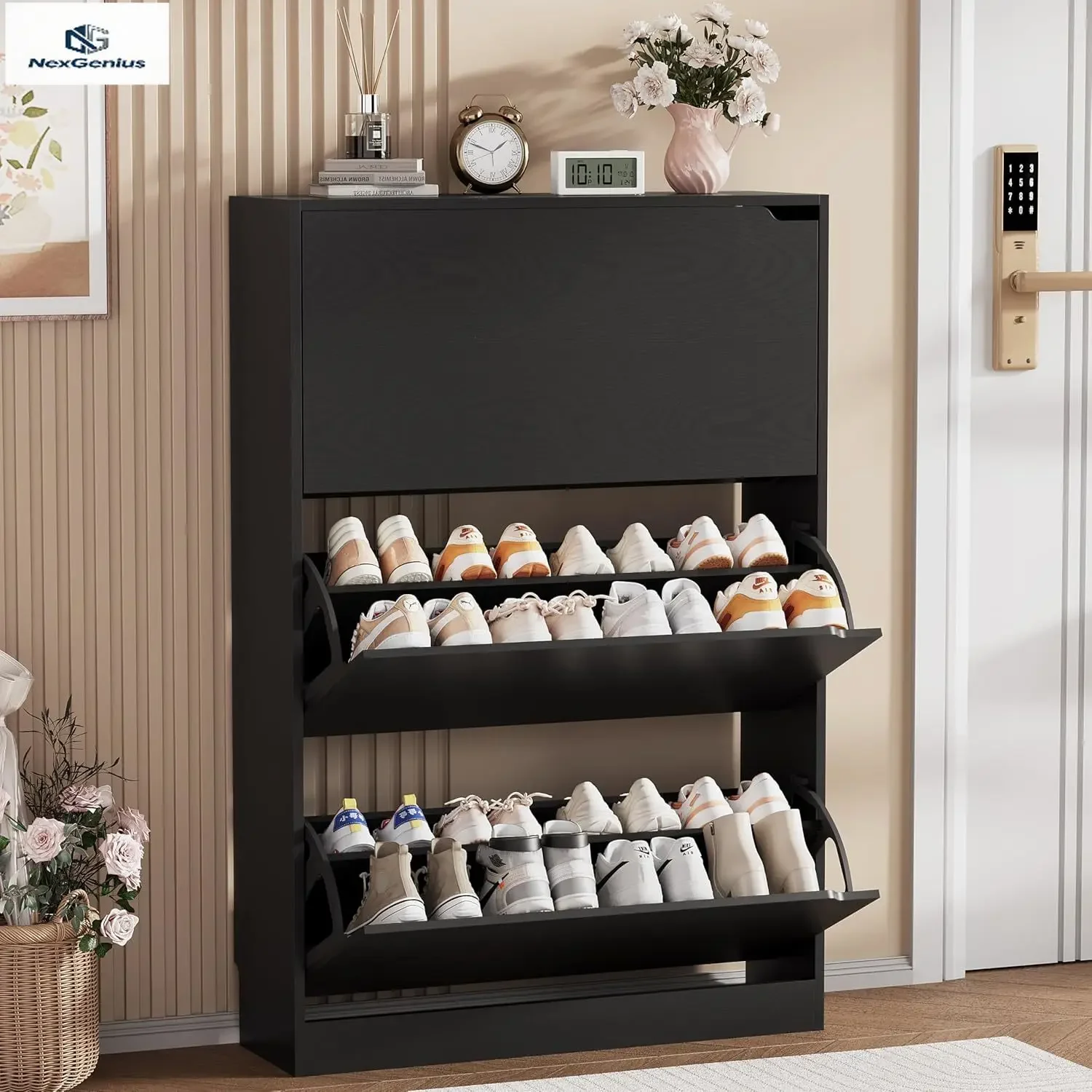 Shoe Storage Cabinet, Wood Sho - Shoe Rack Cabinet Narrow Entryway review and price