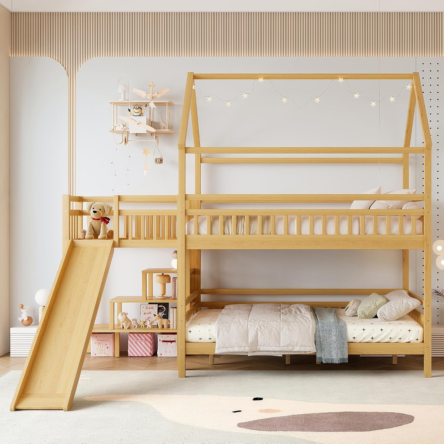 Full over Full Bunk Bed with P - Bunk Bed With Stairs And Slide review and price