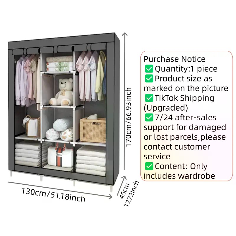 64-in Portable Covered Non-Wov - Wardrobe Closet Portable Fabric Cover review and price