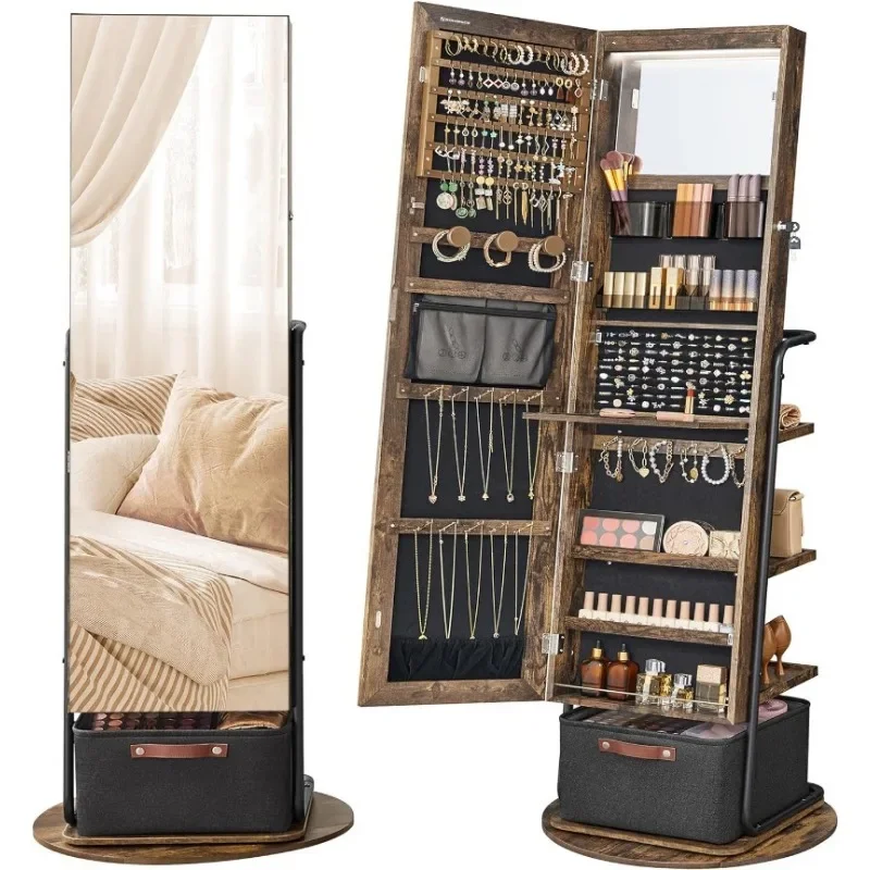 l 360° Swivel Mirrored Jewelry - Full Length Mirror Jewelry Armoire review and price